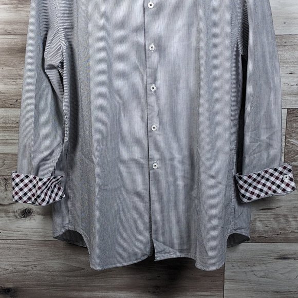 Michelsons London* Men's‎ Long Sleeve Button Down Curved Hem Striped Shirt~ XL - Picture 12 of 14